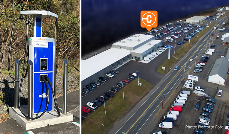 Marcotte Ford map with ChargePoint Express Plus